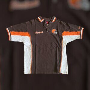 vintage 1990's Large NFL Cleveland Browns polo brown white orange coaches retro